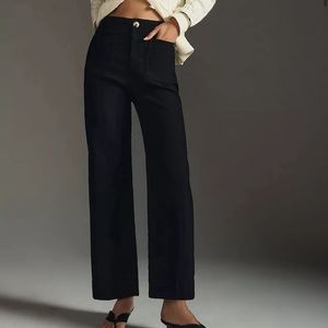 Maeve Colette Cropped Black Wide Leg Pants